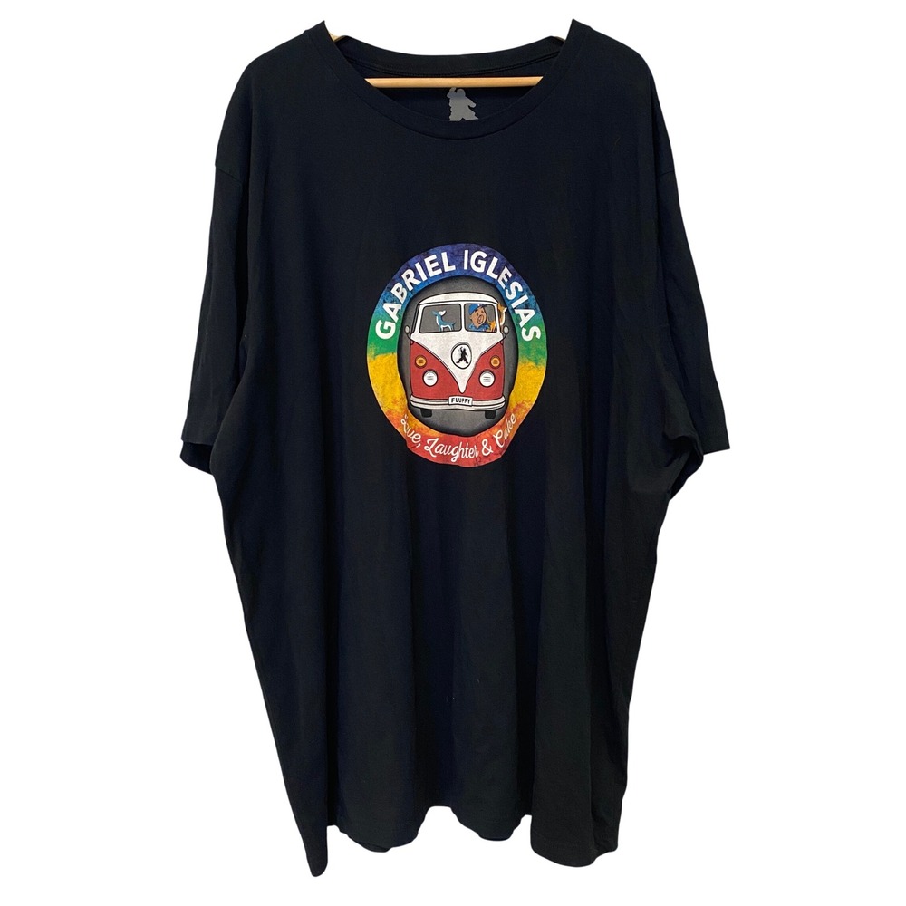 Gabriel Iglesias Fluffy Mens 5XL Black Graphic T-Shirt VW Bus Love Laughter Cake